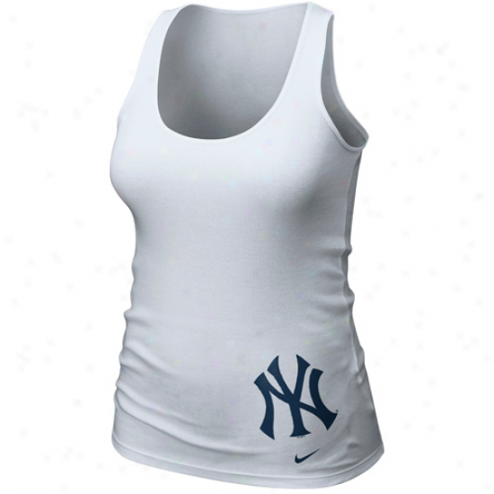 Nike New York Yankees Ladies Whlte Glitter Logo Tank Top