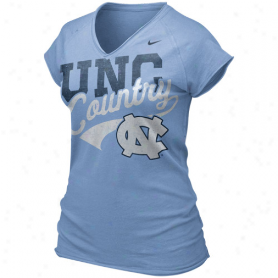 Nike North Carolina Tar Heels (unc) Ladies Carolina Blue Ole Faithful V-neck T-shirt