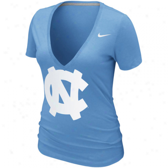 Nike North Carolina Tar Heels (unc) Womens Deep V Burnout T-shirt - Carolina Blue