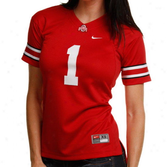 Nike Ohio State Buckeyes #1 Women's Tackle Twill Replica Football Jerrsey - Scariet