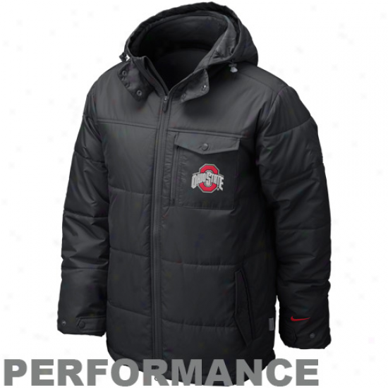 Nije Ohio State Buckeyes Black Conference Baffle Full Zip Performance Hoodie Jacket