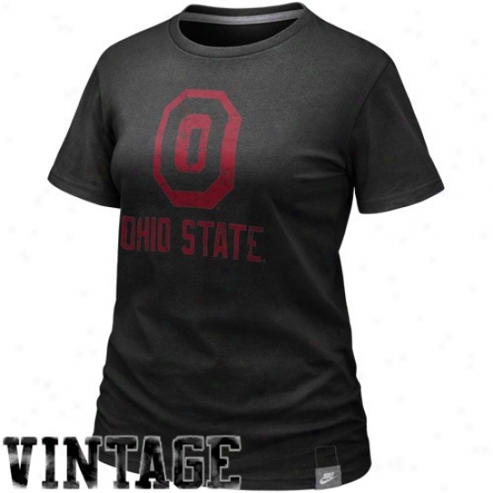 Nike Ohio State Buckeyes Ladies Black Vault Premium Butter Bamboo T-shirt