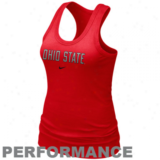 Nike Ohio State Buckeyes Ladies Scarle Dri-fit Cotton Racerback Performance Tank Top