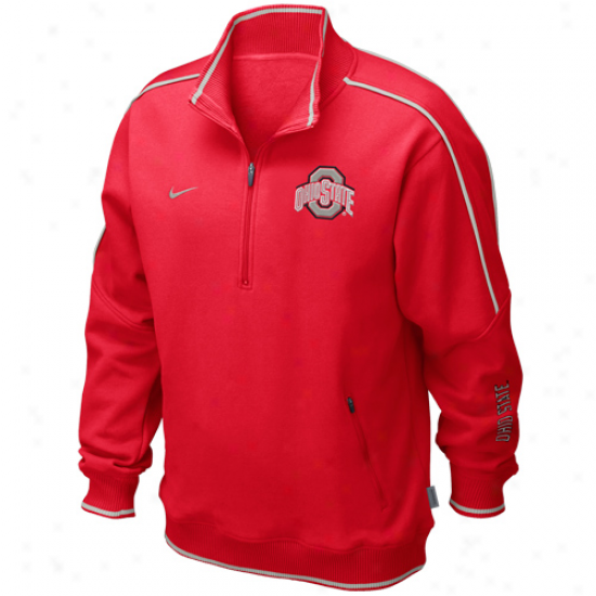 Nike Ohio State Buckeyes Scarlet Conference Star Quarter Zip Pullover Fleece Sweatshirt