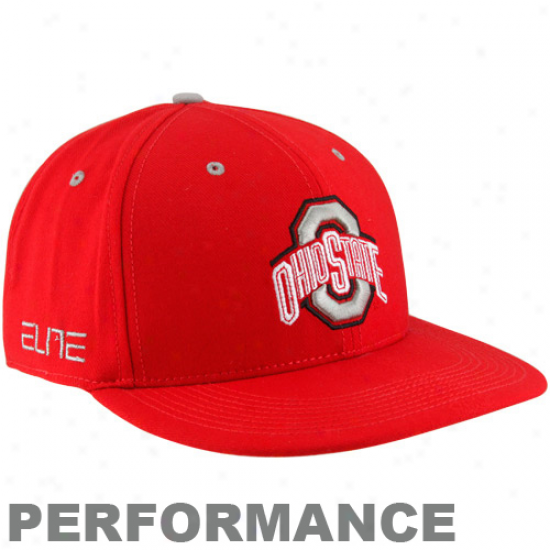 Nike Ohio State Buckeyes Scarlet Silver Elite Basketball Performance Swoosh Flex Hat