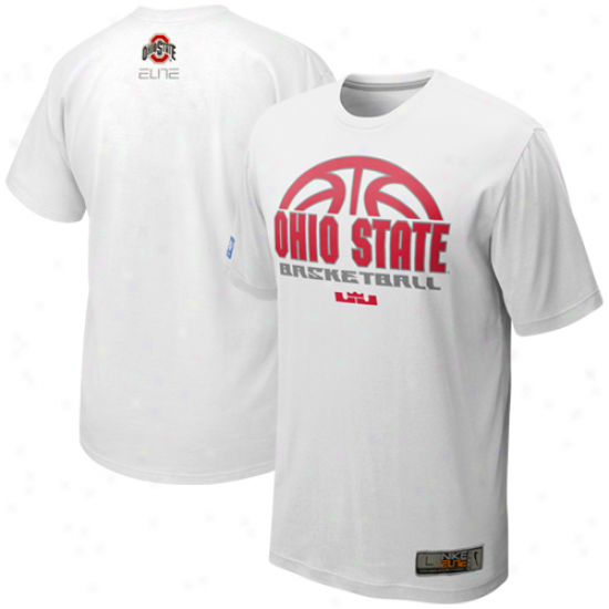 Nike Ohio State Buckeyes Silver Elite Basketball Practice T-shirt - White