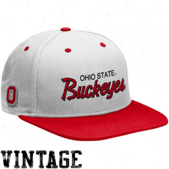 Nike Ohio State Buckeyes White-scarlet Vault Snapback Adjustable Hat