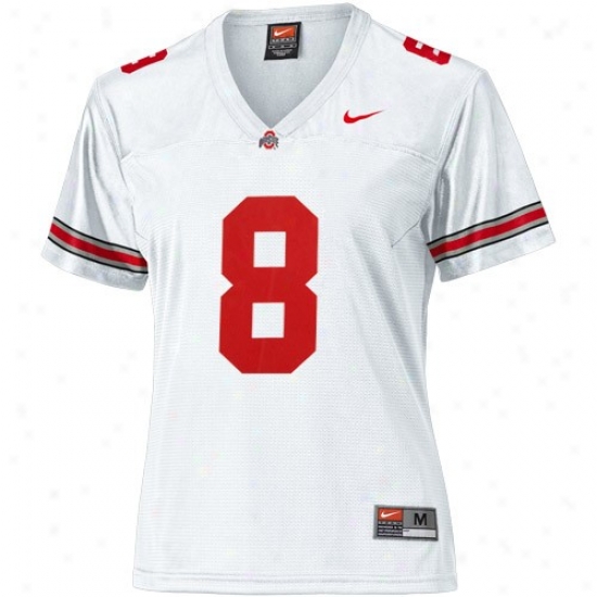 Nike Ohio State Buckeyes Women's #8 Replicca Football Jersey - White