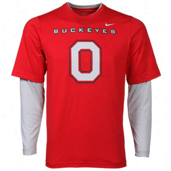 Nike Ohio State Buckeyes Y0uth Splitter Double Layer T-shirt-scarlet-gray