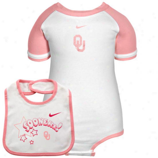 Nike Oklahoma Sooners Infant Girl Sparkling Fan 2-piece Creeper & Bib Set