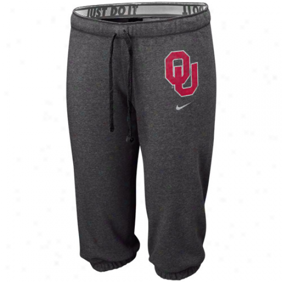 Nike Oklahoma Sooners Ladies Charcoal Team Logo Heathered Capri Pants