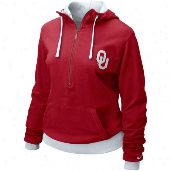 Nike Oklahoma Sooners Ladies Crimson Lougin' Half Zip Hoody Jacket