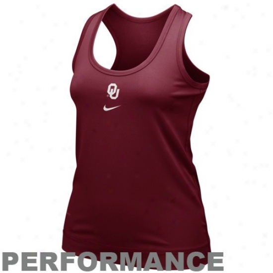 Nike Oklahoma Sooners Ladies Crimson Nikefit Racerback Performance Tank Top