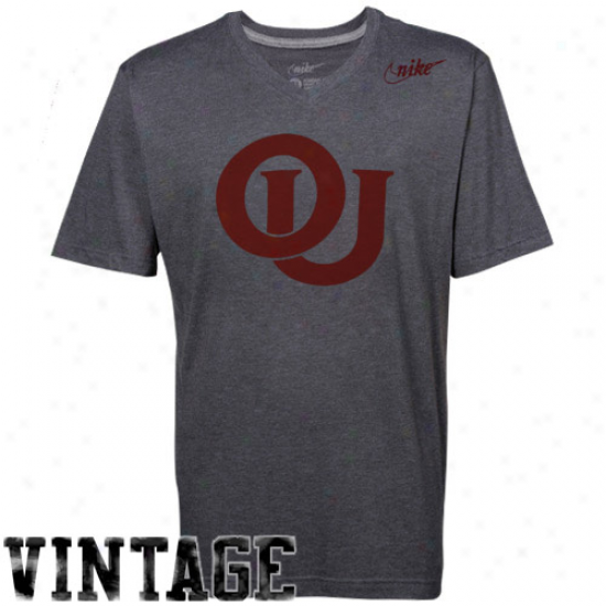 Nike Oklahoma Sooners Tei-blend V-neck Vault T-shirt - Charcoal