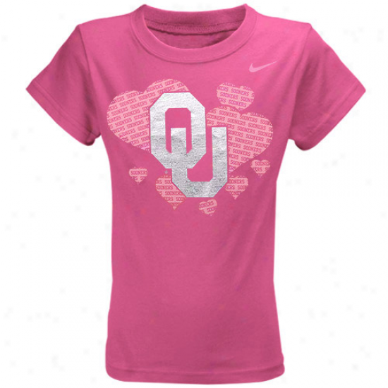 Nike Oklahoma Sooners Youth Girls Heart T-shirt - Pink