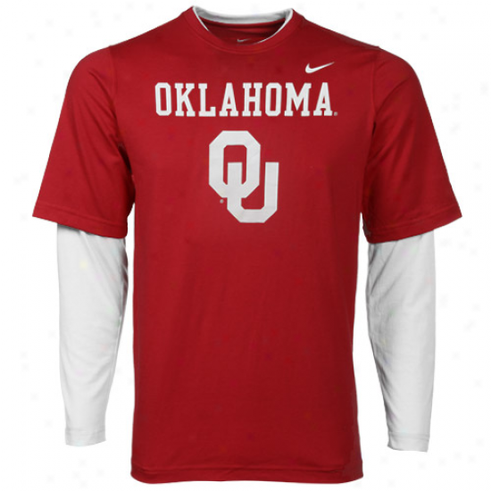 Nike Oklahoma Sooners Youth Splitter Double Layer T-shirt-crimson-white