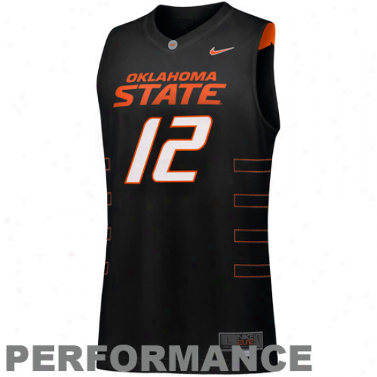 Nike Oklahoma State Cowboys #12 Elite Tackle Twill Performance Basketall Jersey-black