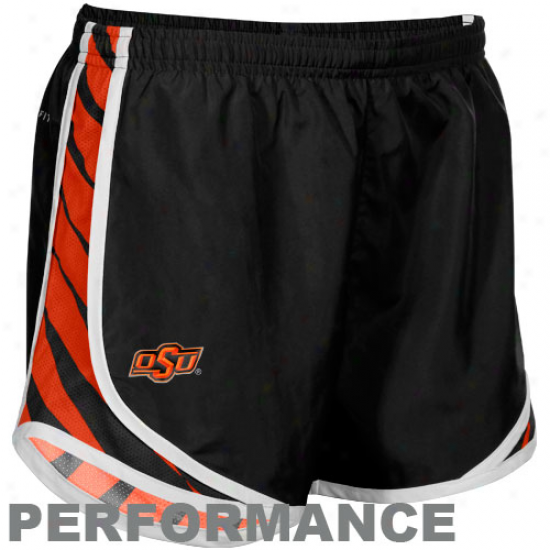 Nike Oklahoma State Cowboys Ladies Black Striped Tempo Performanc eShorts