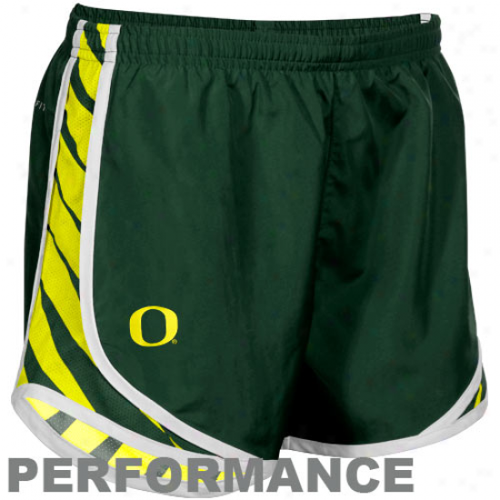 Nike Oregon Ducks Ladies Green Striped Tempo Performance Shortx