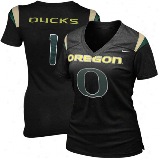 Nike Oregon Ducks Ladies Premium Football Replica T-shirt - Black