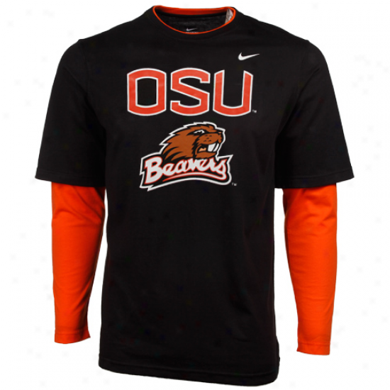 Nike Oregon State Beavers Preschool Splitter Double Layer T-shirt - Black-orange