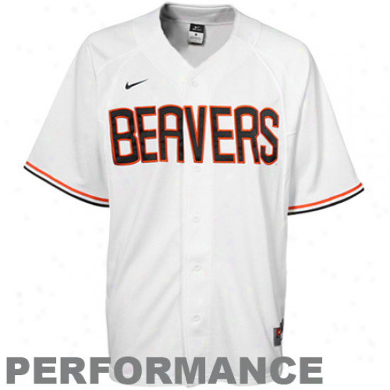 Nike Oregon State Beavers White Performance Replica Baseball Jersey