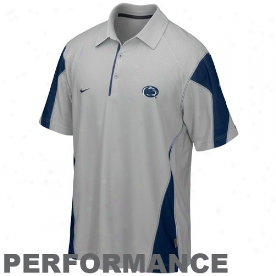 Nike Penn State Nittany Lions Gray Checkdown Sideline Performance Polo