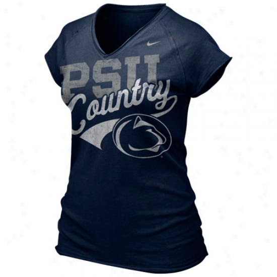 Nike Penn State Nittany Lions Ladies Navy Blue Oke Faithful V-neck T-shirt