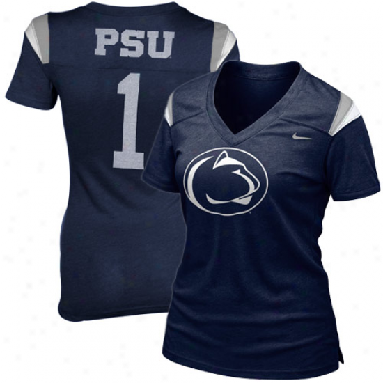 Nike Penn State Nittany Lions Lafies Navy Blue Replica Football Premium Heathered T-shirt