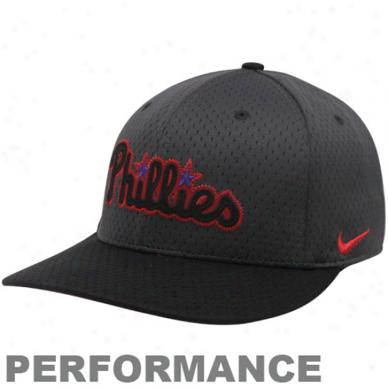 Nike Philadelphia Phillies Black Mesh Performance Flex Hat