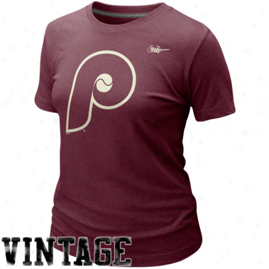 Nike Philadelphia Phillies Ladies Blended Graphic Tri-blend T-shirt - Maroon