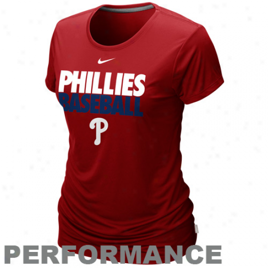 Nike Philadelphia Phillies Ladies Dri-fit Cotton Performance T-shirt - Red