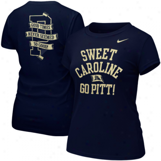 Nike Pittsburgh Panthers Ladies Sweet Caroline Fan T-shirt - Navy Blue