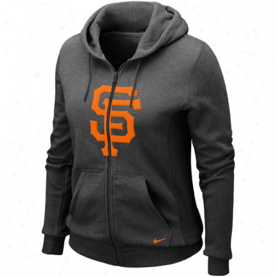 Nie San Francisco Giants Ladies Charcoal Seasonal Shine Full Zip Hoodie Sweatshirt