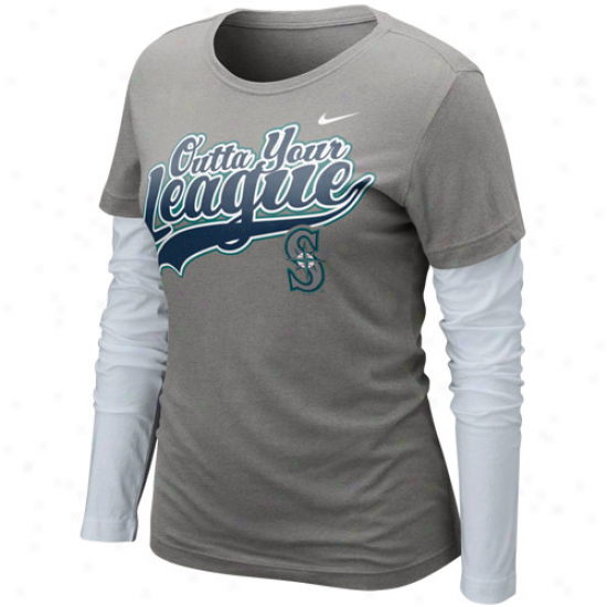 Nike Seattle Mariners Ladies Lesgue Double Stratum Long Sleeve T-shirt - Charcoal-white