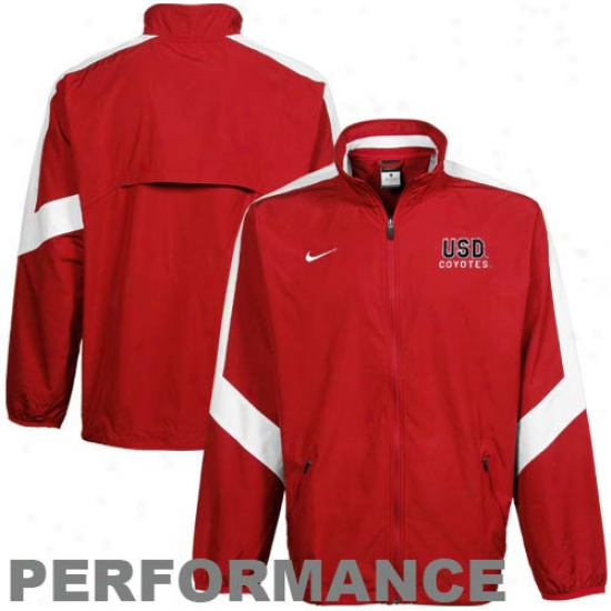 Nike South Dakota Coyotes Red Backfield Woven Full Zip Performance Jacket