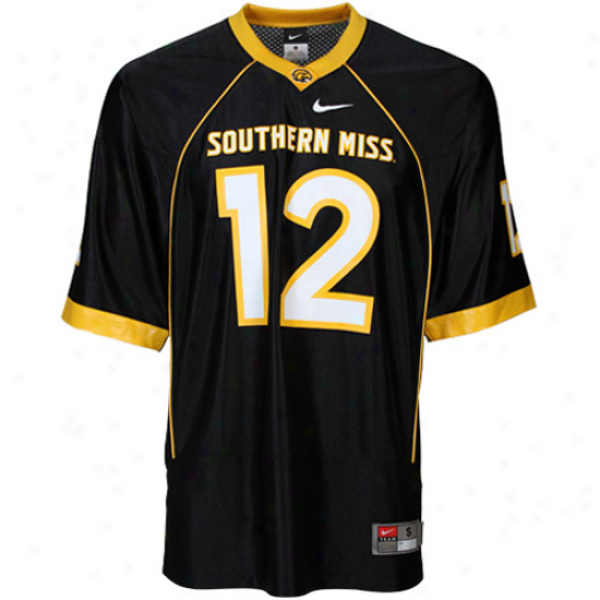 Nike Southern Miss Golden Eagles #12 Replica Football Jersey - Black