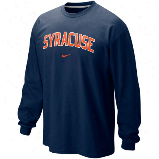 Nike Syracuse rOange Classic Arch Long Sleeve T-shirt - Navy Blue