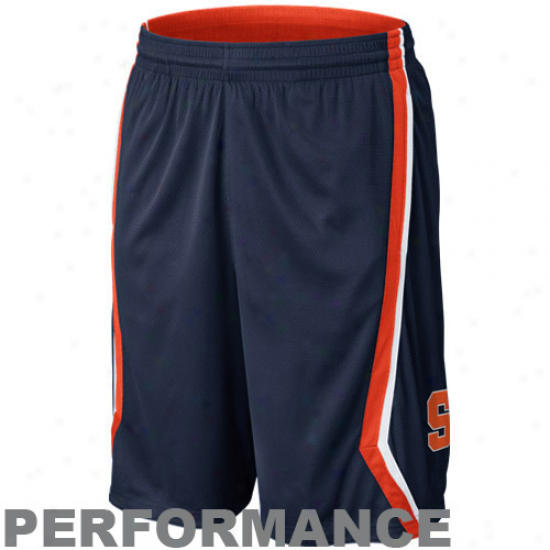 Nike Syracuse Orange Greek  Reversible Performance Basketball Shorts - Navy Blue/orange