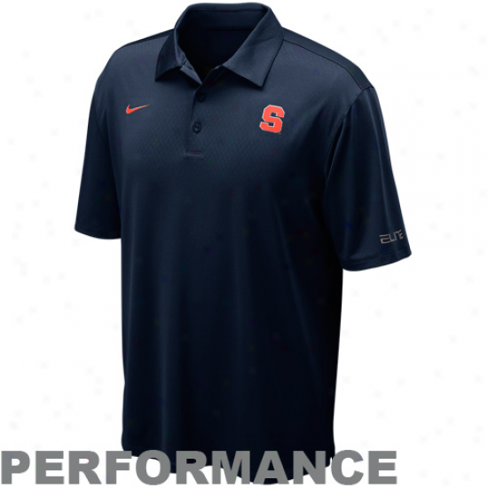 Nike Syracuse Orange Navy Blue Coaches Basketbsll Elite Performance Polo