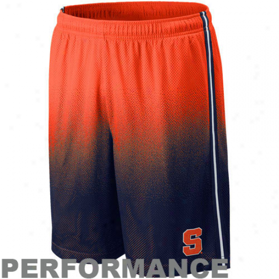 Nike Syracuse Orange Navy Blue-orange Fade Lacrosse Training Performance Shorts