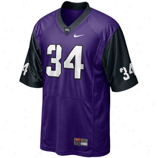 Nike Texas Christian Horned Frogs (tcu) #34 Replica Football Jersey - Purple