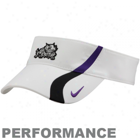 Nike Texas Christian Horned Frogs (tcu White C+s Dri-fit Adjustable Performance Visor