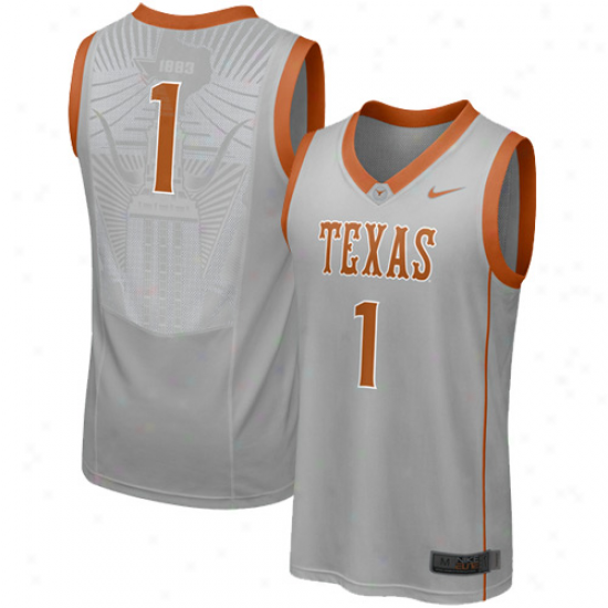 Nike Texas Longhorns #1 Elite Aerobraphic Replica Basketball Jersey - Gray