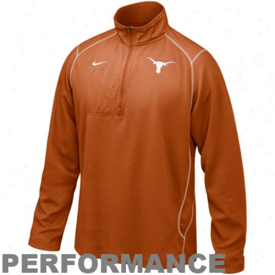 Nike Tezas Longhorns Burnt Orange Turbo 1/4 Zip Long Sleeve Performance Training Top