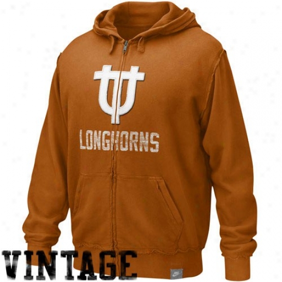 Nike Texas Longhorns Burnt Orange Vault Accredited Applique Full Zip Hoody Sweatshirt