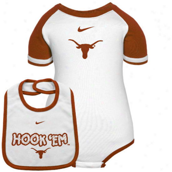 Nike Texas Longhorns Infant White-burnt Orange 2-piece Creeper & Bib Set