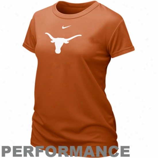 Nike Texas Longhorns Ladies Burnt Orange Dri-fit Logo Performance T-shirt