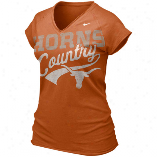 Nike Texas Longhorns Ladies Burnt Orange Ole Faithful V-neck T-shirt