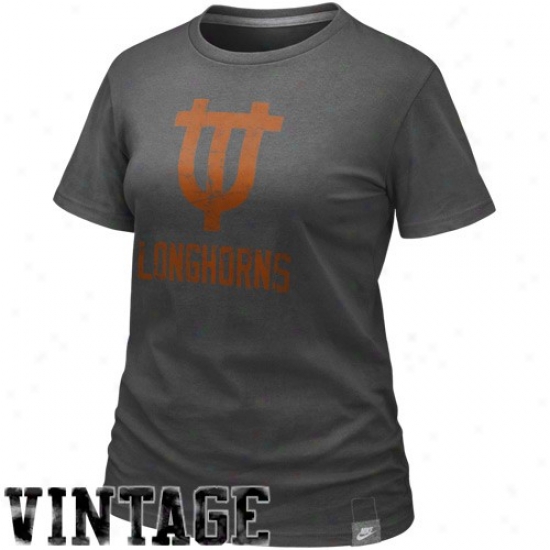 Nike Texas Longhorns Ladies Charcoal Vault Premium Butter Bamboo T-shirt